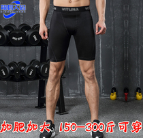 Large size sports tight shorts basketball leggings mens high-speed running seven points compression pants fitness five-point pants