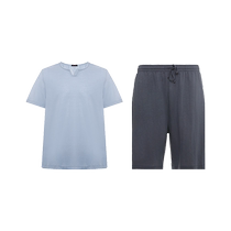(Same style in the mall) Mr. Aimu Tencel hemp cool round neck short-sleeved pants home wear set NS2023013