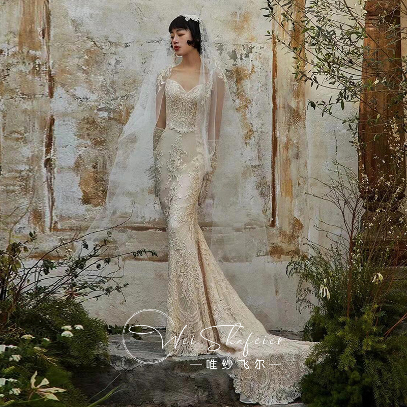 French-Style Strapless Mermaid Wedding Dress, New Bridal Gown with High-Quality Texture, Petite Summer Lace Dress, Toast Dress French-Style Strapless Mermaid Wedding Dress, New Bridal Gown with High-Quality Texture, Petite Summer Lace Dress, Toast Dress