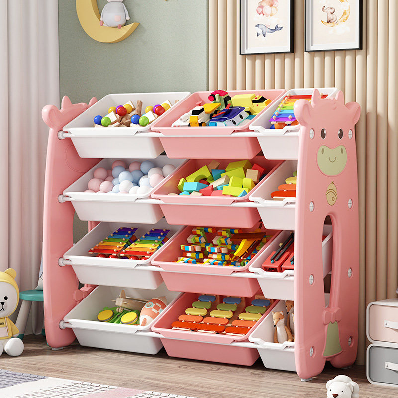 Children's toy containing shelf shelve Shelve Finishing Box Baby Storage Multilayer Large Capacity Containing Cabinet Containing box Bull Bull