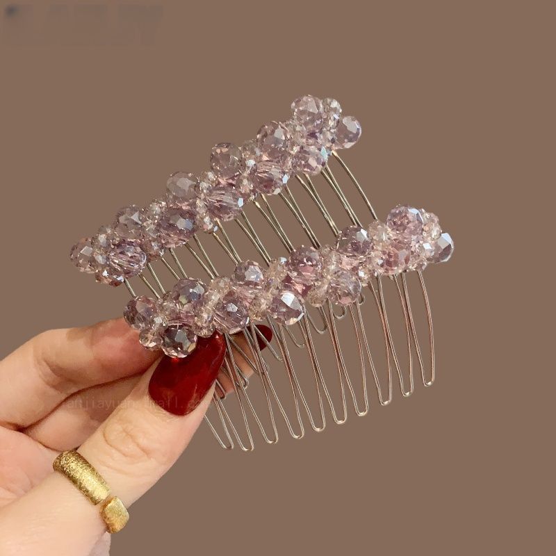 Super sparkly and exquisite crystal hair comb, 2026 new style, side bangs back comb, high-end fixed medium-length hair clip hair accessory.