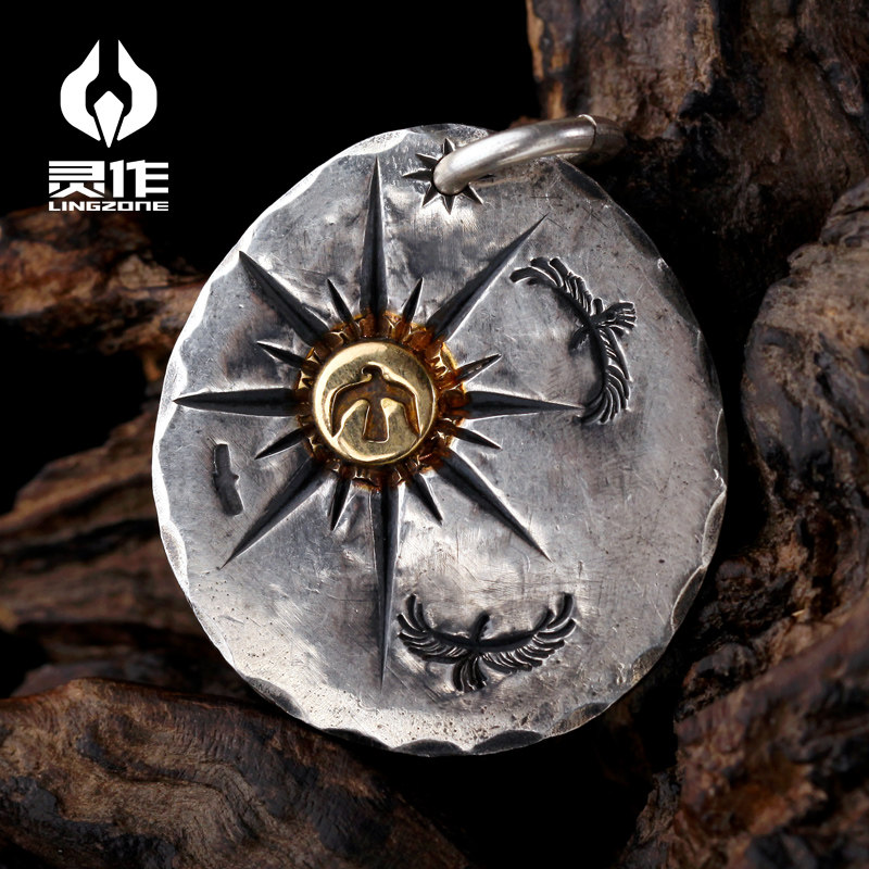 Hearty silver decoration handmade point gold and silver cake pendant pure silver pendant K gold dog bear Dad out custom lettering