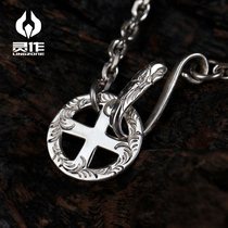 Lingzuo silver sterling silver chain Tang grass pattern cross wheel eagle head hook 925 silver Taijiao chain mens necklace accessories
