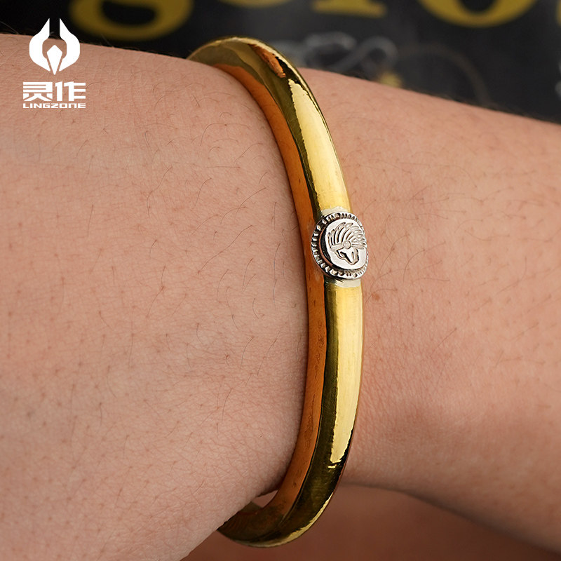 Spirits Silver Silver Accessories Dog Bear Dad Supervision Pure Handmade 24K Gold Besmen Four-Eyes Pure Gold Bracelet Individuality Fashion