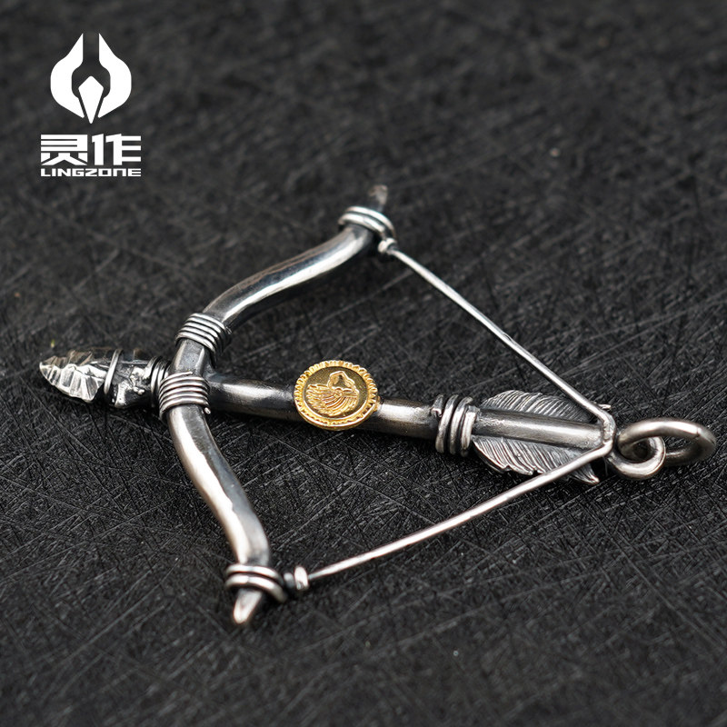 Spirit for silver decoration Navajo bow and arrow pendant 925 silver 18K gold Indian style original design item pendant personality