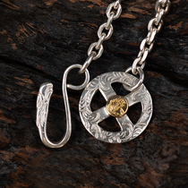  Handmade point gold K gold tang grass pattern Japanese word cross wheel eagle head hook 925 sterling silver Taijiao chain jewelry chain necklace