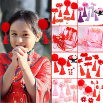 Childrens New Year gift gift box set tassel hairclip headwear festive red hair card baby cute floral headdress