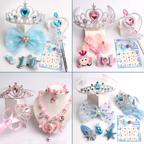 Childrens Frozen Crown Magic Wand Nail Sticker Baby Cute Hair Clip Little Girl Princess Crown Hair Card