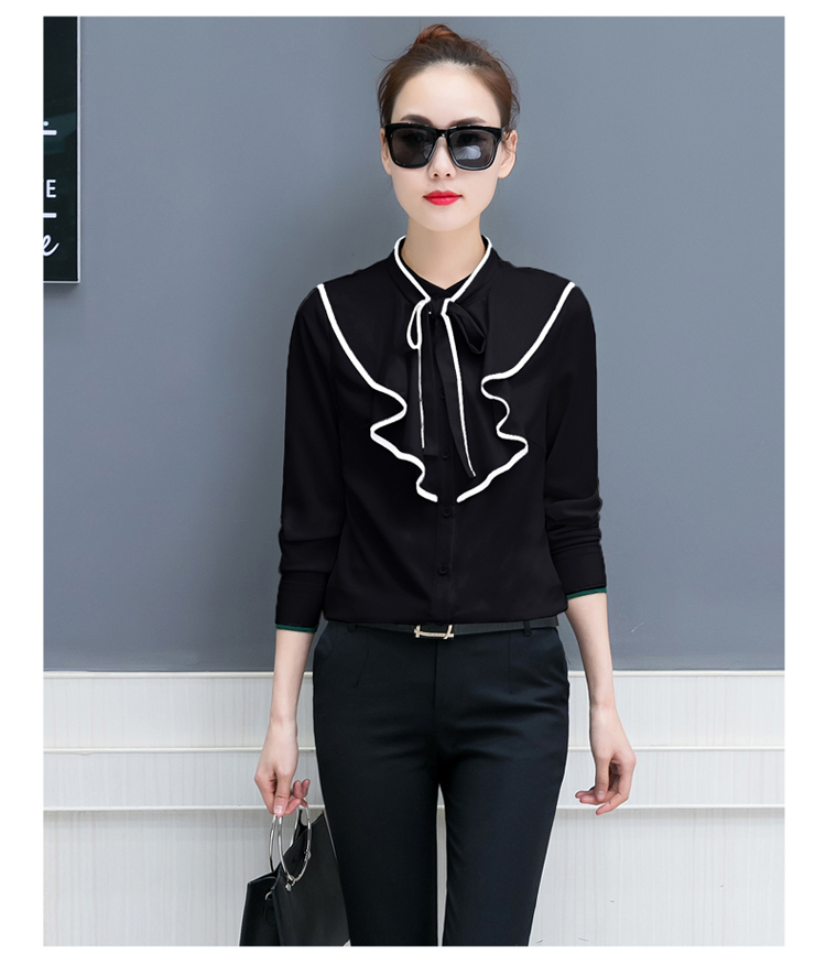 蝴蝶结衬衫女长袖2018流行女装春装新款女士