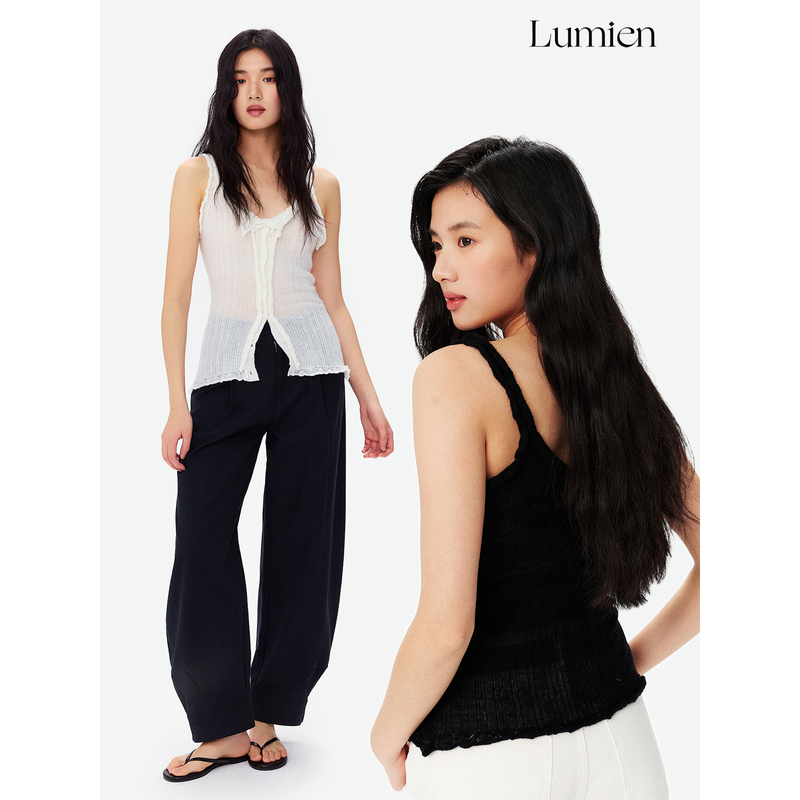 Lumien Wool Alpaca Design Slim-Fit Tank Top for Women, New Summer Style Inner Layer Base Shirt