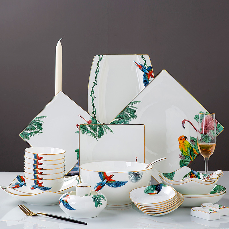 Dish plate suit household kitchen web celebrity ins the Nordic idea of jingdezhen ceramic housewarming gifts tableware suit