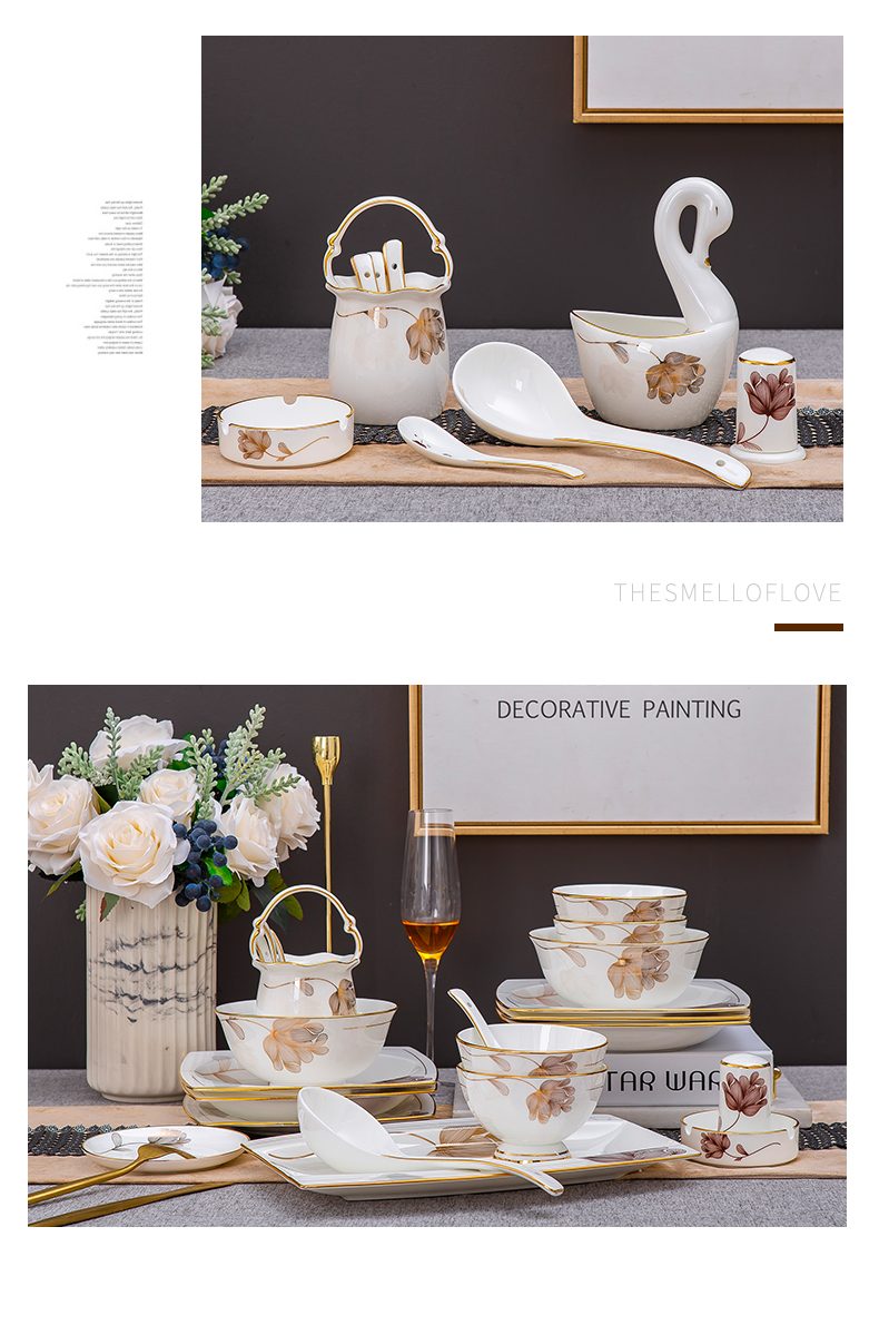 Dishes suit household jingdezhen porcelain ipads European - style kitchen tableware suit Dishes combine marriage housewarming gift
