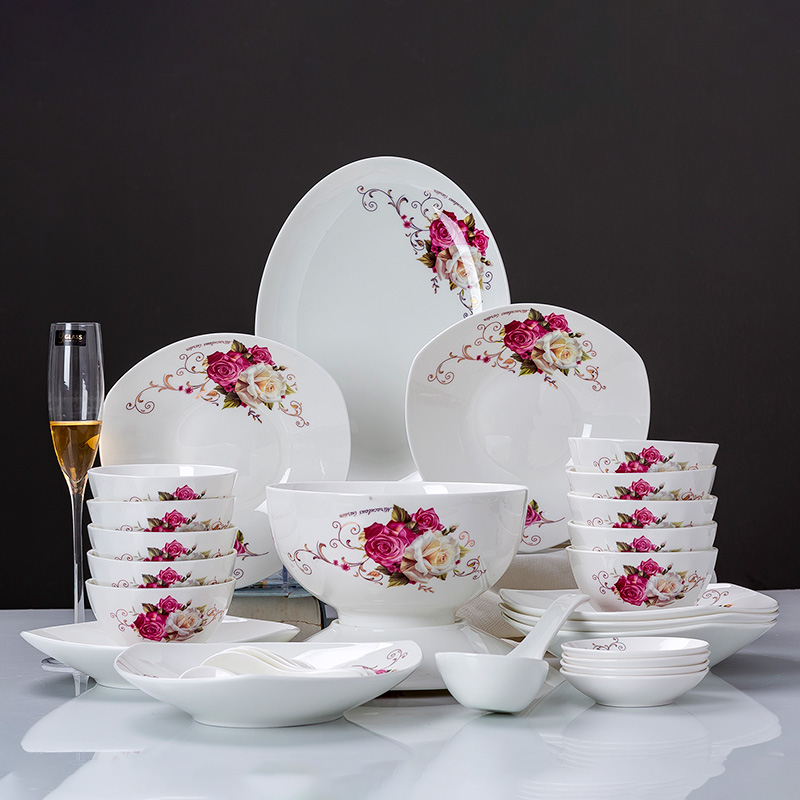 The dishes suit household deep eat dinner plates dishes soup plate combination high rice such as soup bowl jingdezhen tableware