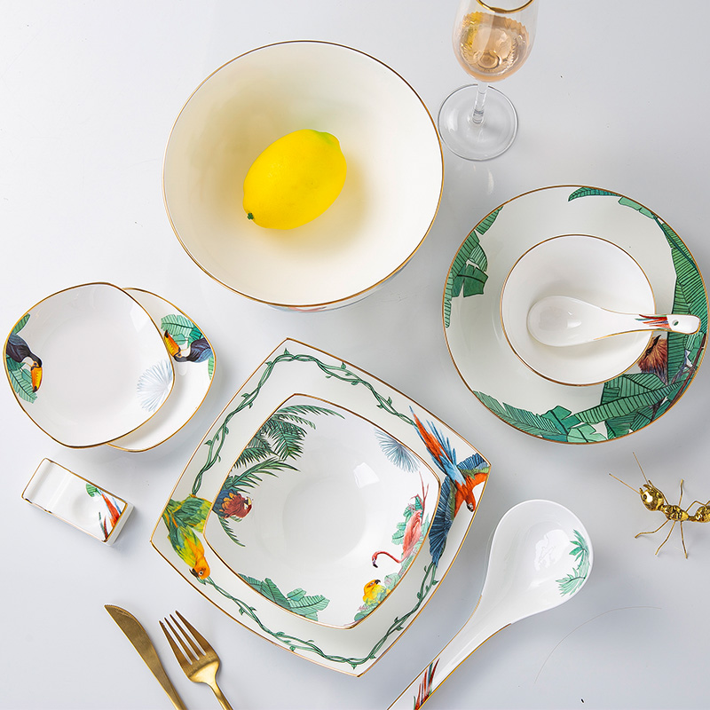 Dish plate suit household kitchen web celebrity ins the Nordic idea of jingdezhen ceramic housewarming gifts tableware suit