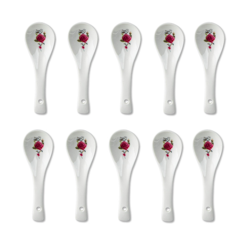 Spoon, jingdezhen ceramic household small ladle 10 only suits for Chinese style dinner Spoon [single shoot don 't pack mail]