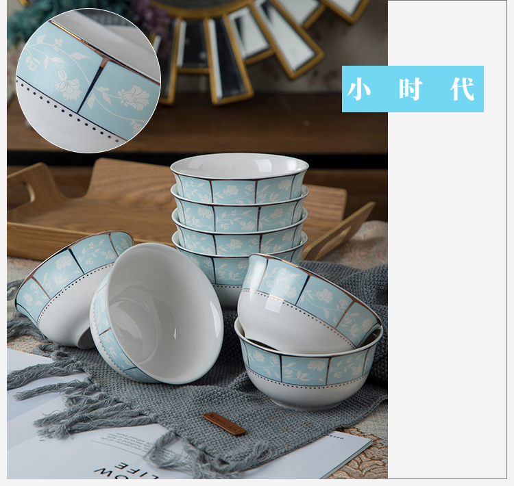 Use of household ceramic tableware to eat bowls ipads porcelain Bowl only 10 combination microwave Bowl of rice soup Bowl suit