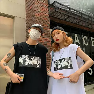 Japanese anime Ninja little print ins couple sleeveless T-shirt vest loose hip hop casual sports waistcoat for men and women
