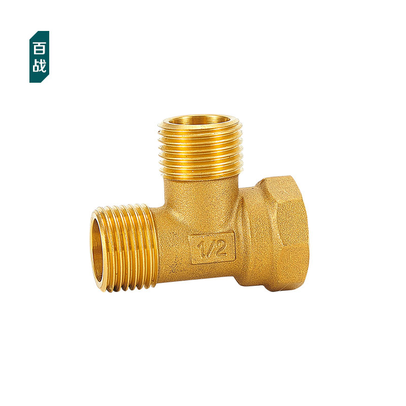 All copper thickened three-way joint water heater floor heating pipe 4 minutes 6 minutes 1 inch equal diameter inner and outer wire water pipe joint accessories