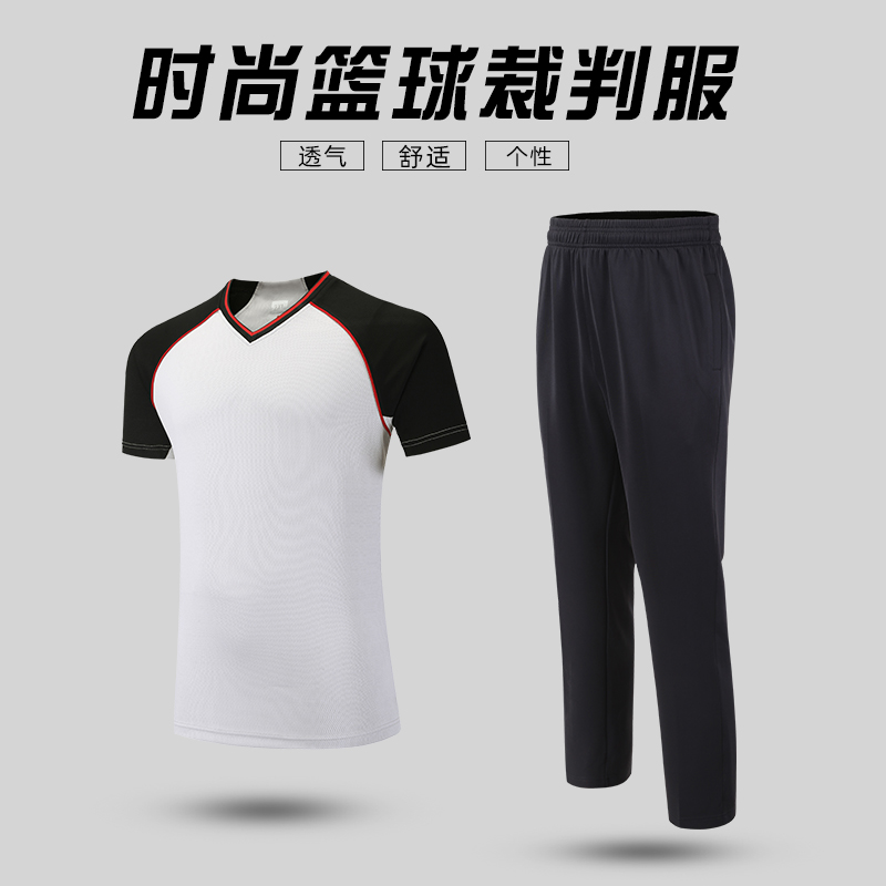 Basketball referee suit set men's and women's sports equipment breathable printed football suit custom short sleeves game referee uniform