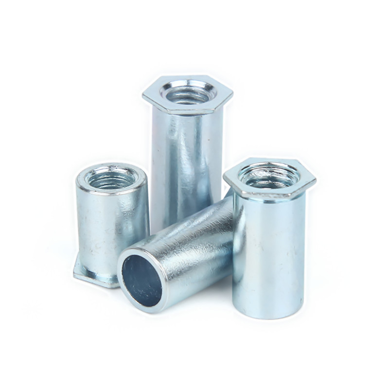 SO through-hole pressure riveting nut column 3.5M4*3-20 open hole 7.2 pressure riveting stud hex rivet iron environmental protection blue zinc