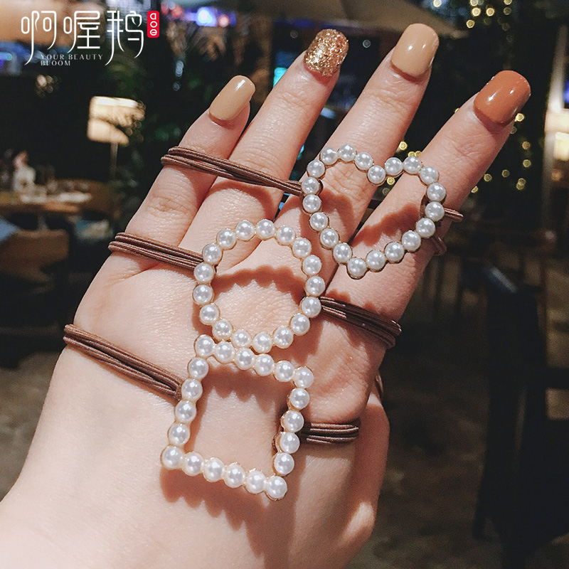 Pearl geometry can be used as the head rope of the bracelet Sen Female cute simple girl hair circle small fresh net red with the same Korean version