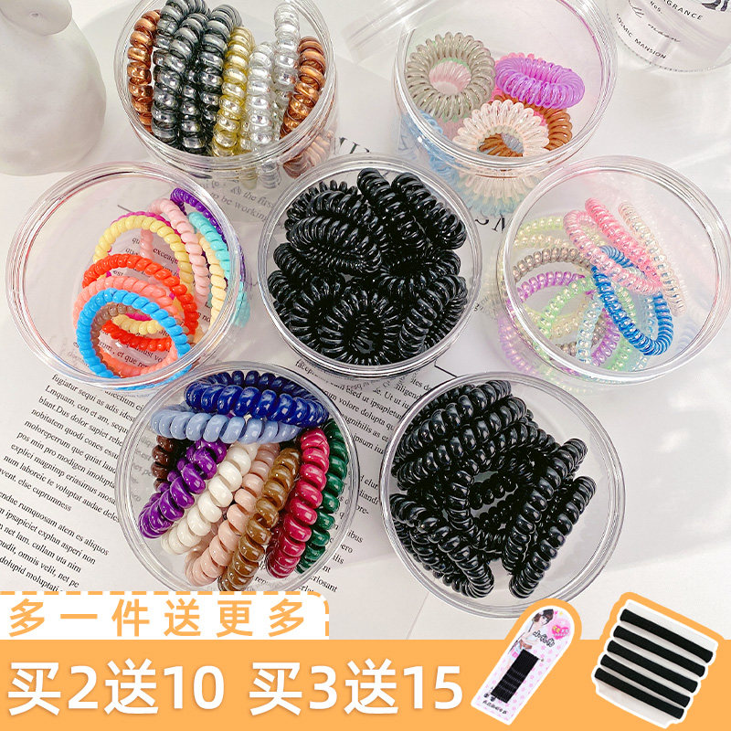 Korean telephone line hair ring tie head temperament incognito head rope net red ins hair rope small leather case female rubber band simple