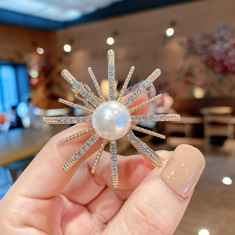 Hairpin headdress clip Korean simple style rhinestone sunflower side girl hair ornaments Bangs hairpin side clip