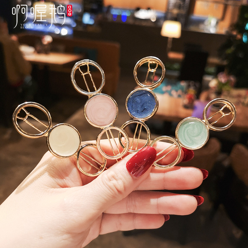 South Korea Nets Red Pins Hair Clip Woman Hollowed-out Metal Round Button Clip Dreamy Little Fresher Teenage Girl Head Accessories Clip Hair Clip