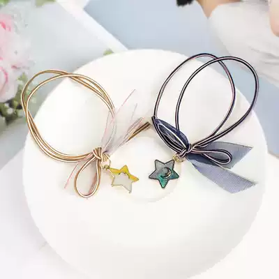 Can be used as the Hairband star bow hair rope Starry Sky Hairband Korean hipster ponytail hair net red