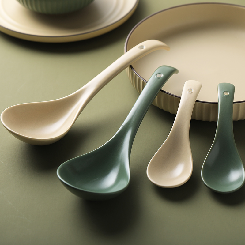 Ceramic small spoon Home minimalist Japanese Soup Spoon Small home Eat Long Handle Tablespoon spoon Spoon Rice Spoon Spoon spoon