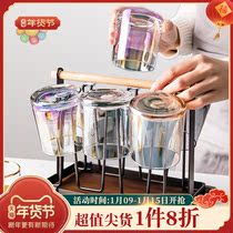 Glass home set water cup living room with high-value drinking cup subnet red ins Wind juice cup beer glass
