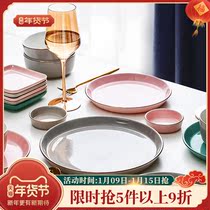 Plate dishes Home Nordic style light luxury creative simple single ceramic net red tableware ins steak dishes