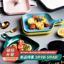 Creative Western plate tableware oven dish Japanese good-looking baked rice baking dish baking bowl household ceramic steak plate