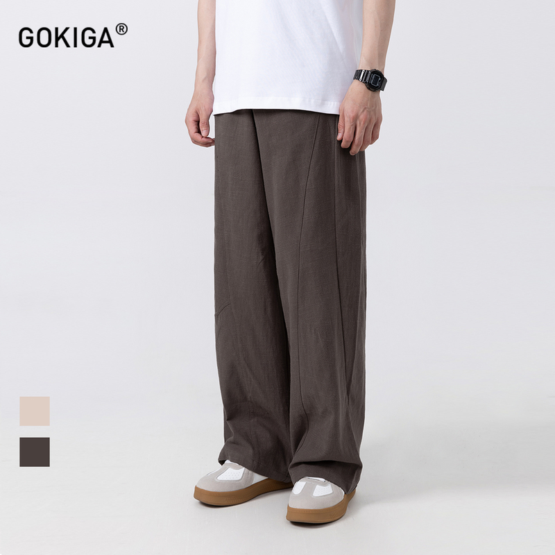 Gokiga Miyazaki Summer Old Money Style Simple Comfortable Casual Long Pants Loose Versatile Straight Wide-Leg Pants 7401 Gokiga Miyazaki Summer Old Money Style Simple Comfortable Casual Long Pants Loose Versatile Straight Wide-Leg Pants 7401