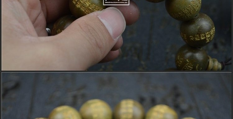 Gỗ đàn hương xanh chính hãng của Mỹ Gỗ thần chú từ bi vĩ đại Kinh điển 20MM Hạt gỗ trầm hương Gỗ đàn hương Vòng đeo tay Wenwan - Vòng đeo tay Clasp vòng thạch anh