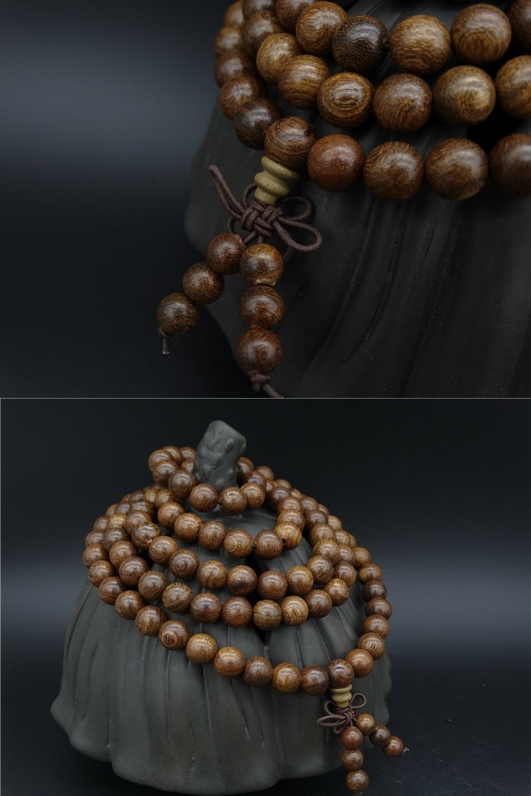 Vòng tay gỗ đàn hương lụa vàng chính hãng Nanmu 108 Nanmu Hạt vòng cổ wenwan vòng tay nam và nữ mô hình vòng tay cặp