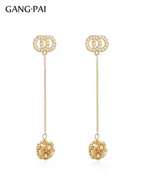 Earrings 2021 new trendy net red long version drop earrings female face thin temperament imitation pearl tassel elegant personality earrings