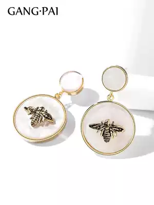 Silver pin temperament earrings female small cute Net Red Bee geometric niche earring 2021 New Tide winter ear needle
