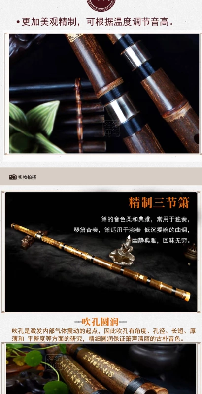 Yunxin đích thực chơi chuyên nghiệp mới bắt đầu ba phần tre có thể tháo rời Xiao Zizhu FG giai điệu tám lỗ Đồng sáu lỗ cụ - Nhạc cụ dân tộc đàn nguyệt cầm