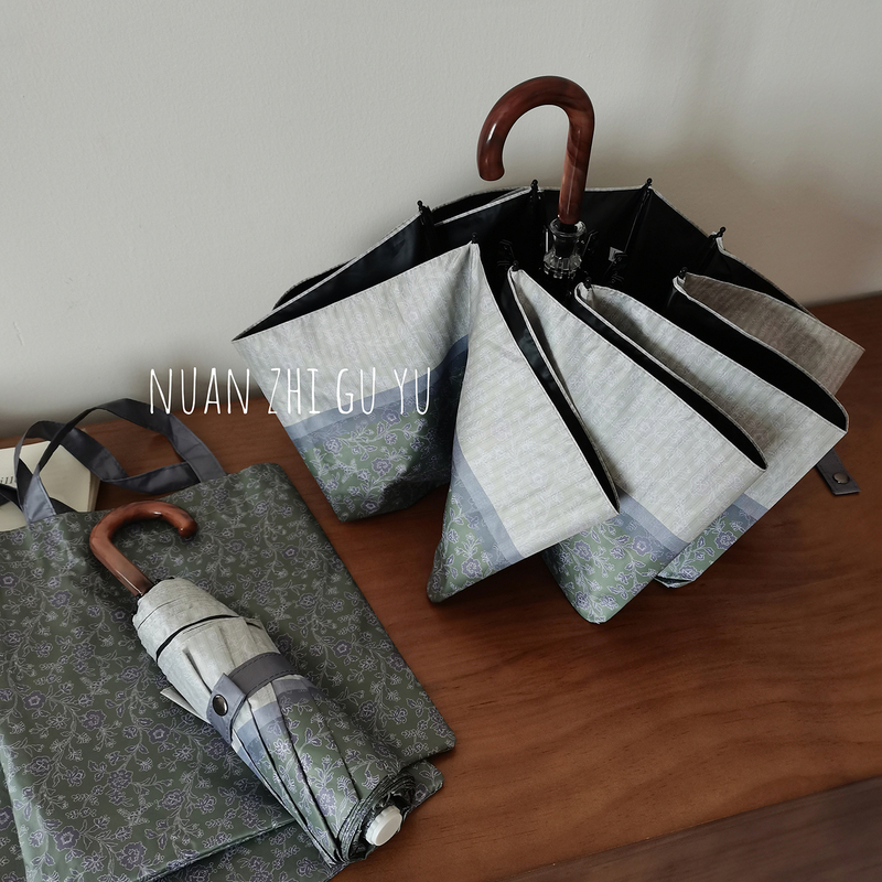 Chinese-Style Retro Floral Umbrella for Women, Foldable, Dual-Use for Sun and Rain, Windproof, Uv Protection, Curved Hook Sunshade Umbrella