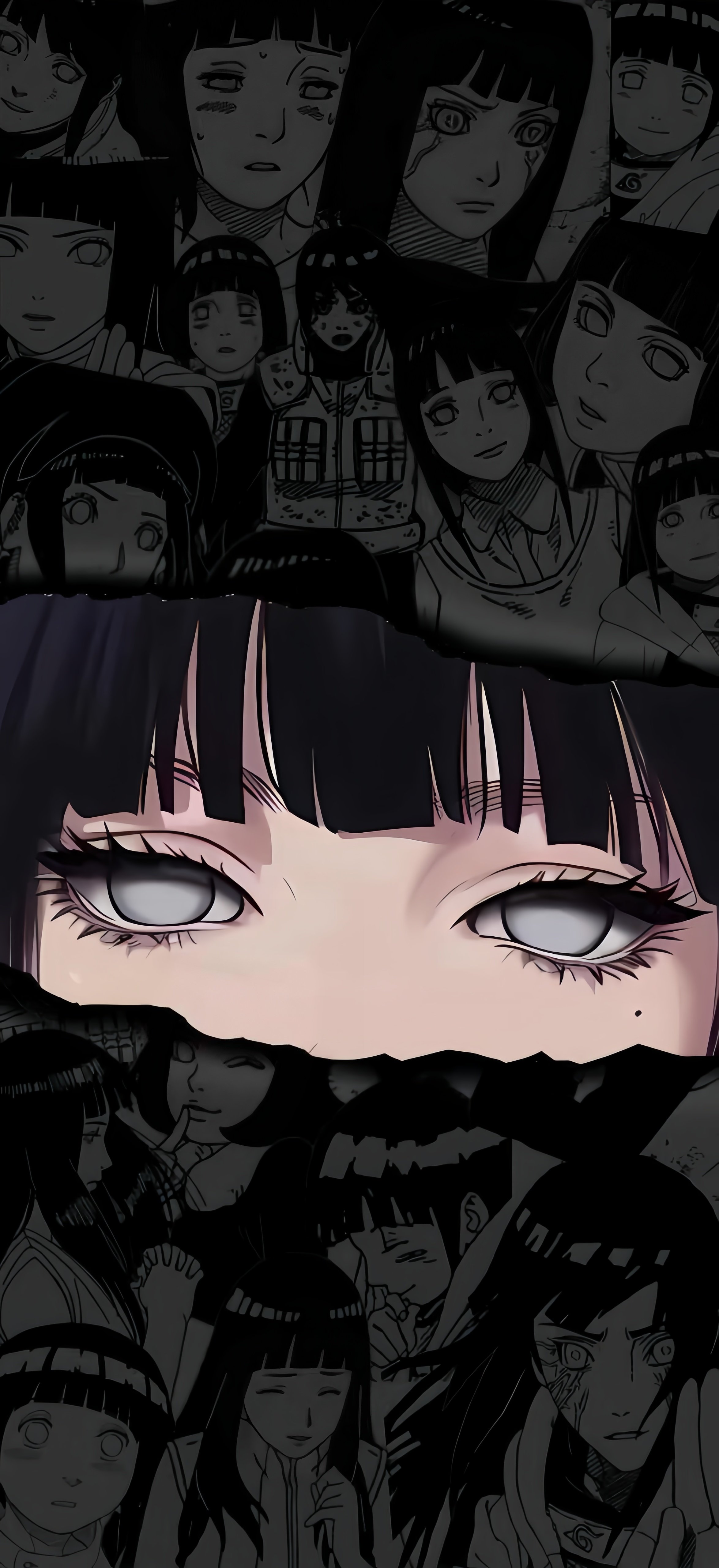 日向雏田漫画拼贴动态壁纸 火影忍者白眼特写竖版手机锁屏背景