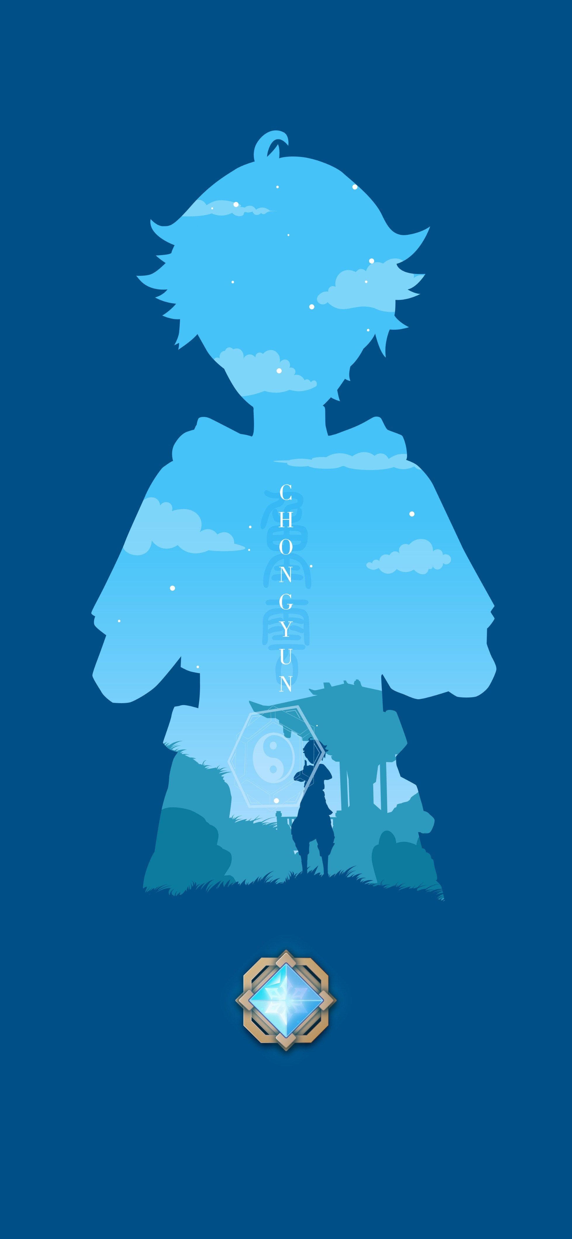 原神重云双层剪影创意 4K 手机壁纸