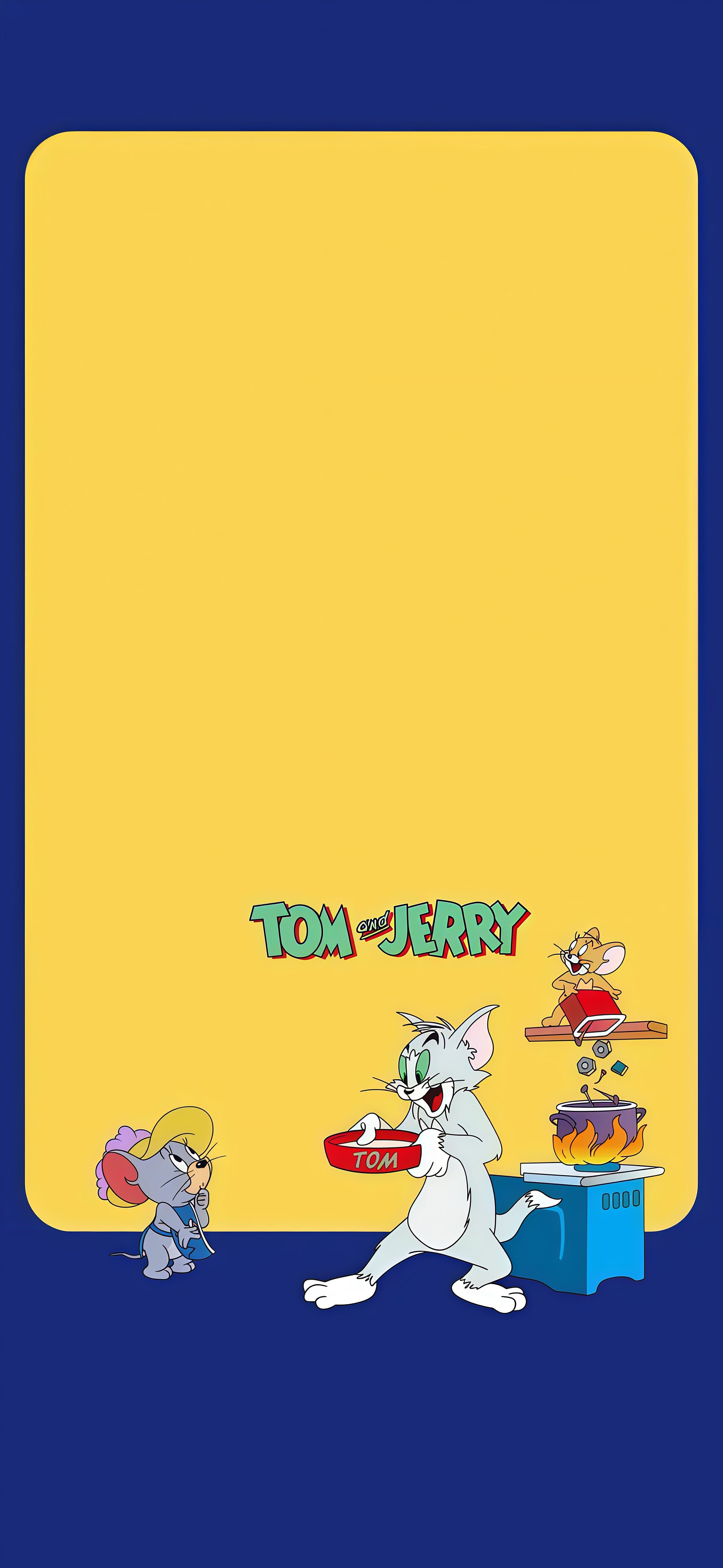 猫和老鼠 Tom and Jerry 壁纸 黄蓝撞色卡通竖版手机锁屏