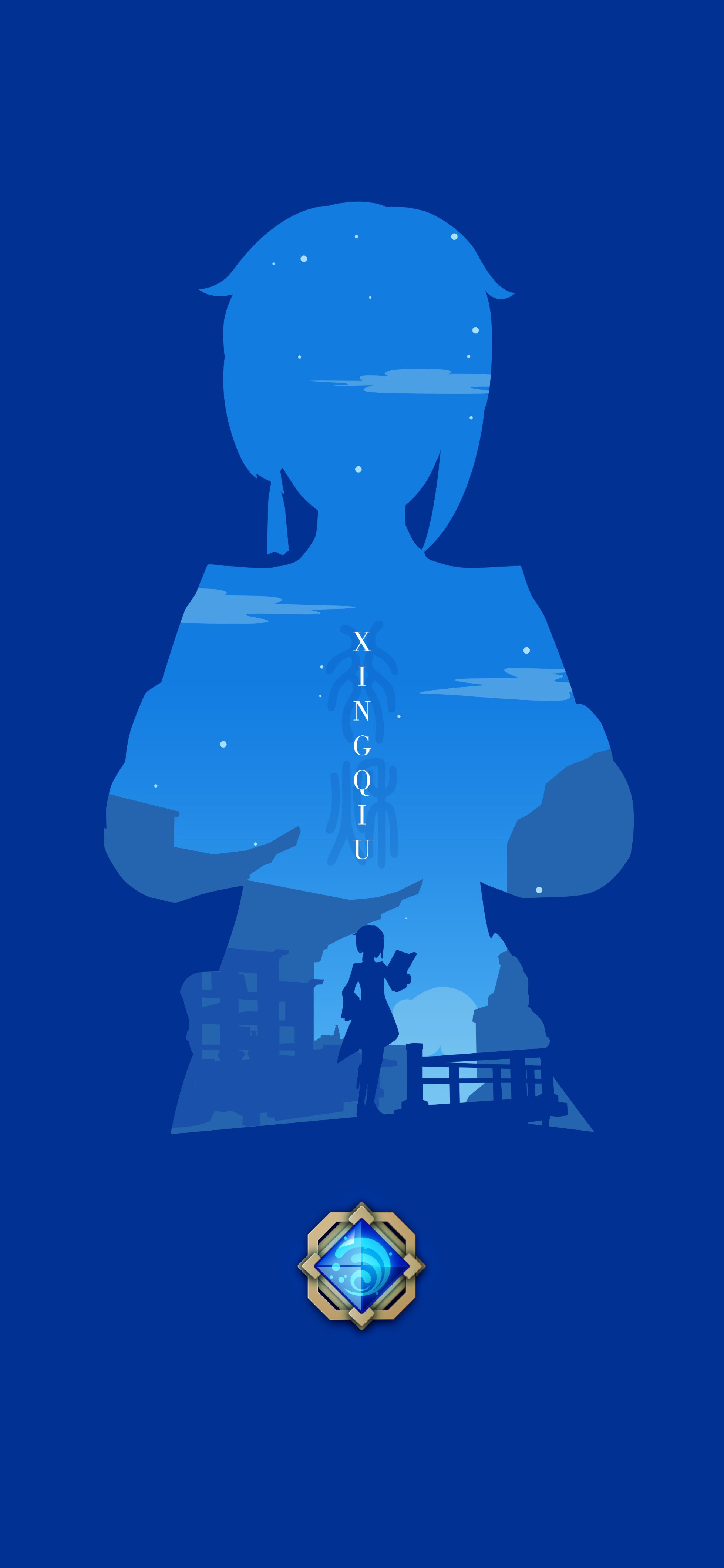 原神行秋双层剪影创意 4K 手机壁纸