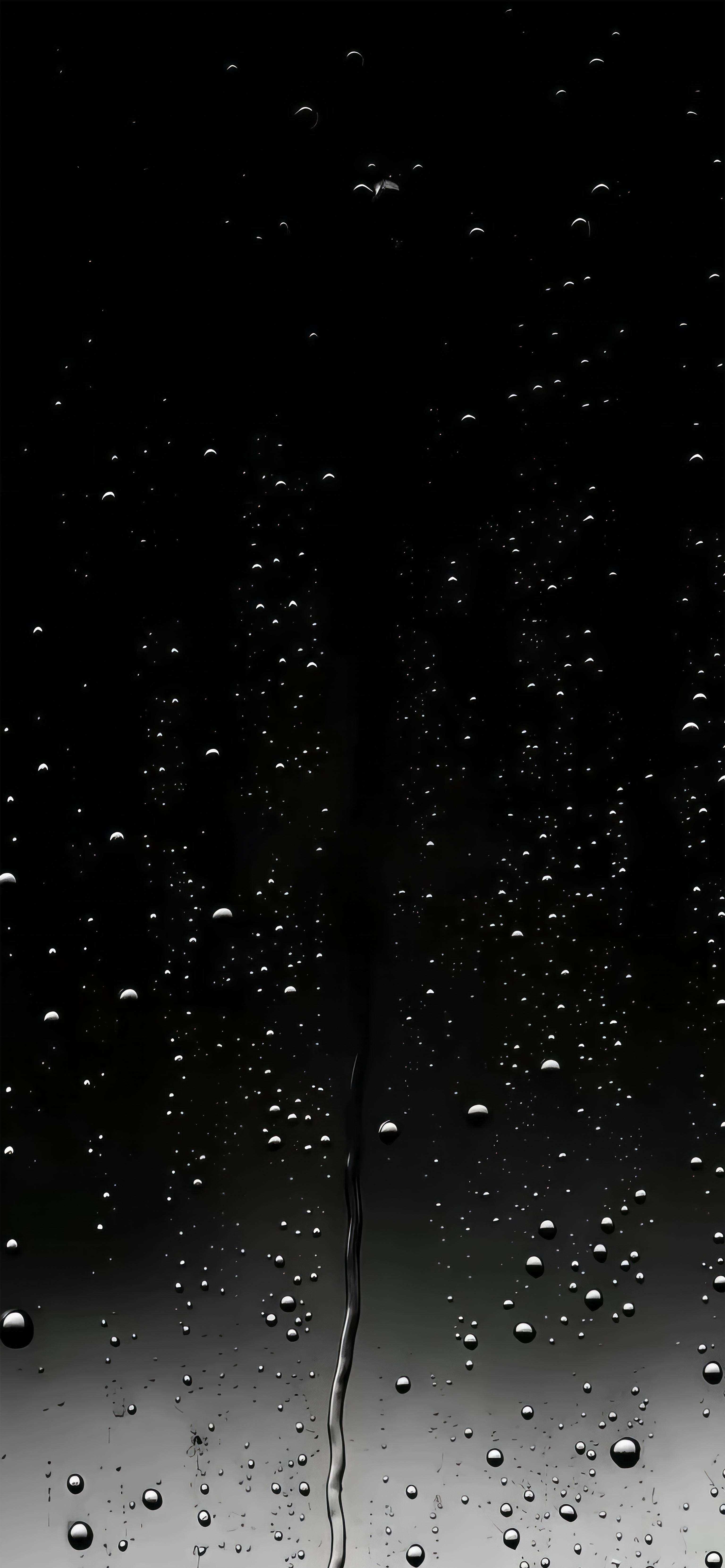 黑色玻璃雨滴水珠壁纸 高级暗调极简竖版手机锁屏