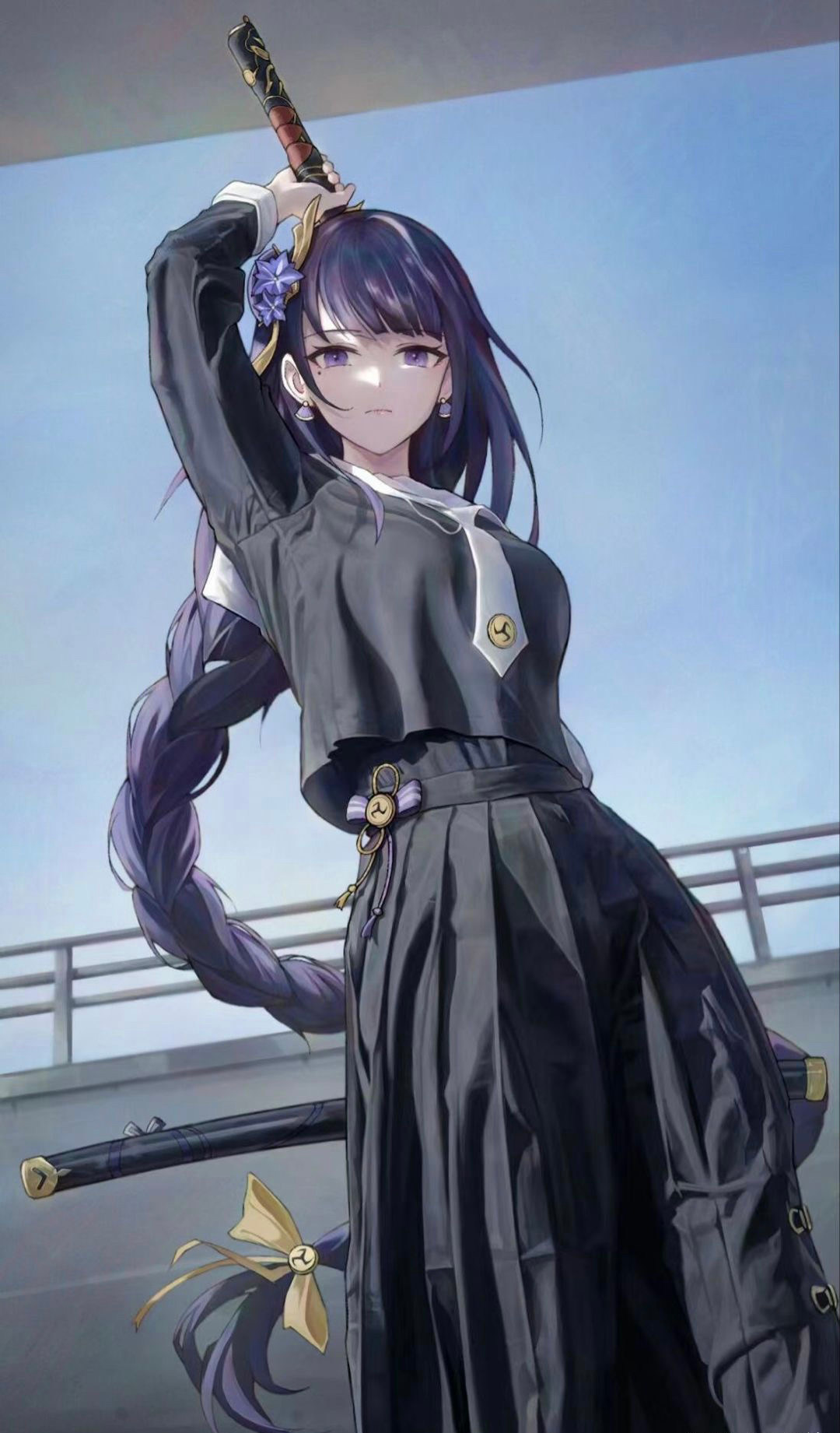 原神雷电将军校服制服 4K 手机壁纸