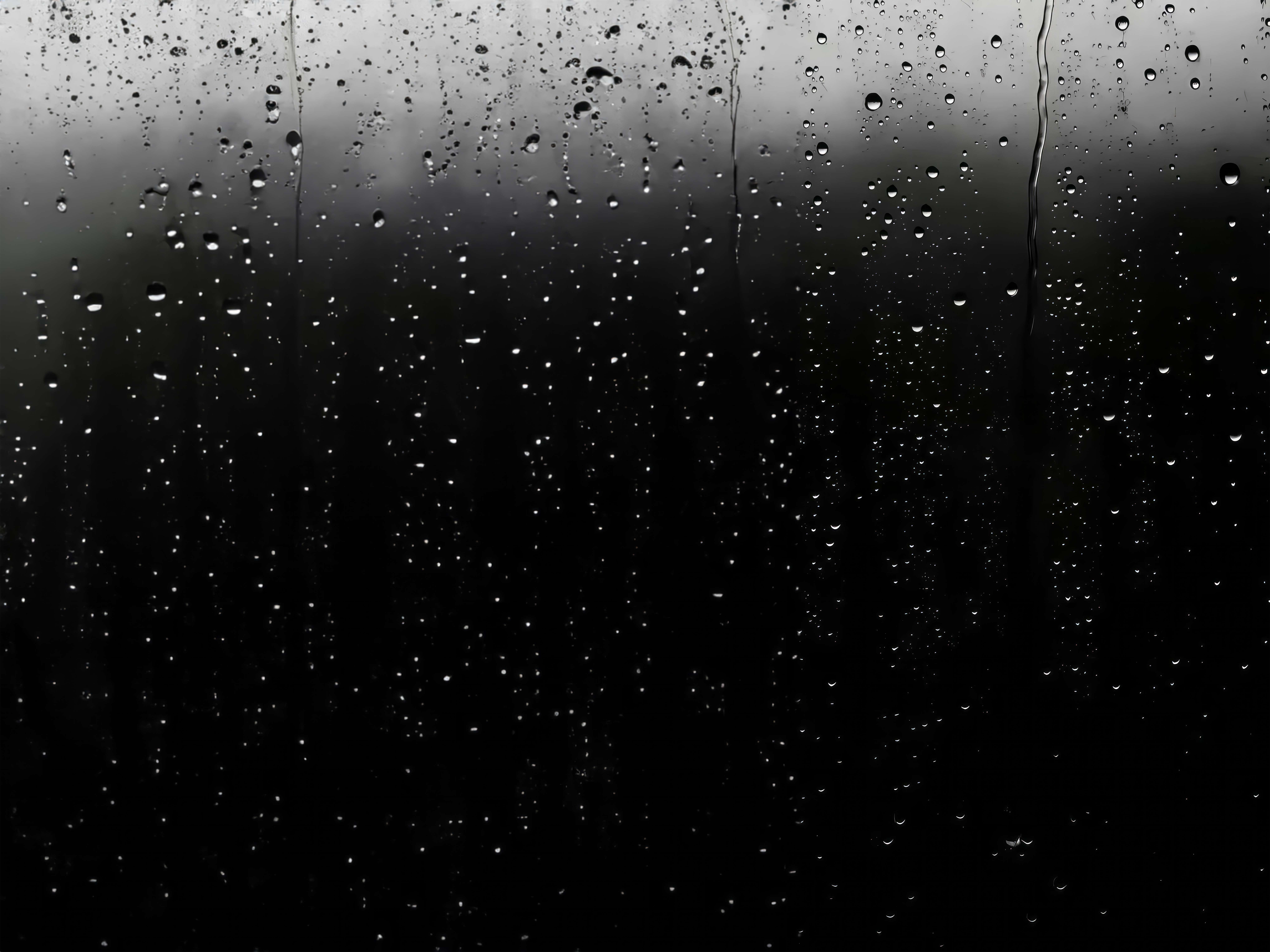 黑色渐变玻璃雨滴水珠壁纸 高级暗调氛围感横版电脑桌面