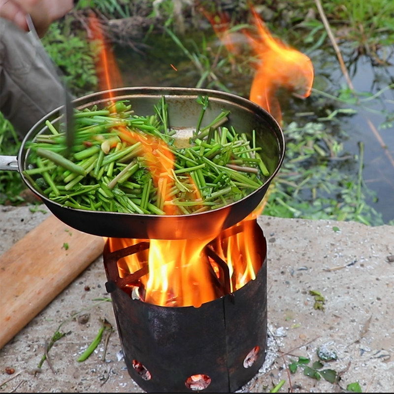 bushcraft outdoor camping stainless steel portable folding card small bug stove firewood fire wood gas stove stove