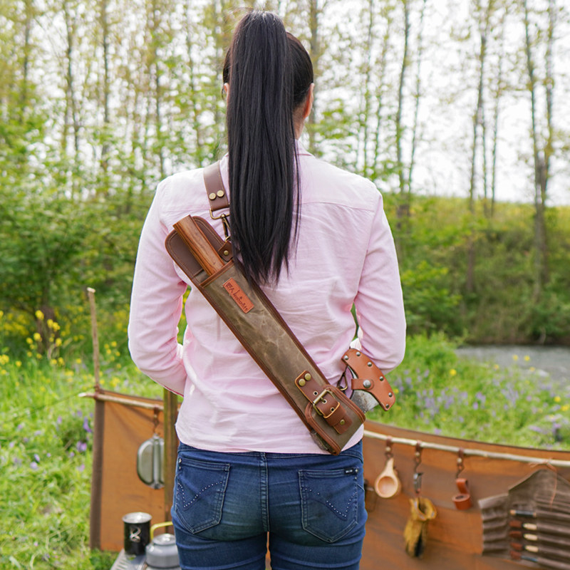 bushcraft outdoor camping portable oil wax campground Bull Leather Back Hanging Integrated Jungle Hand Axe Sleeve