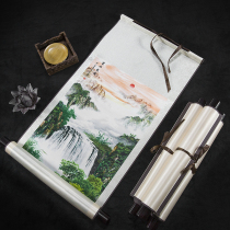 Landscape painting Feng Shui Zhaocai living room decorative painting Silk scroll hanging painting back mountain vertical calligraphy painting cornucopia painting Chinese painting